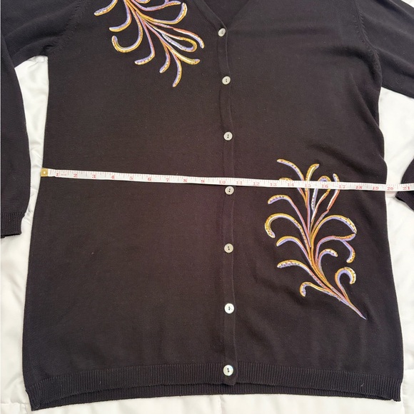 Bob Mackie Wearable Art Black Embroidered Cardigan | Vintage Staple Glam Piece - Picture 7 of 10